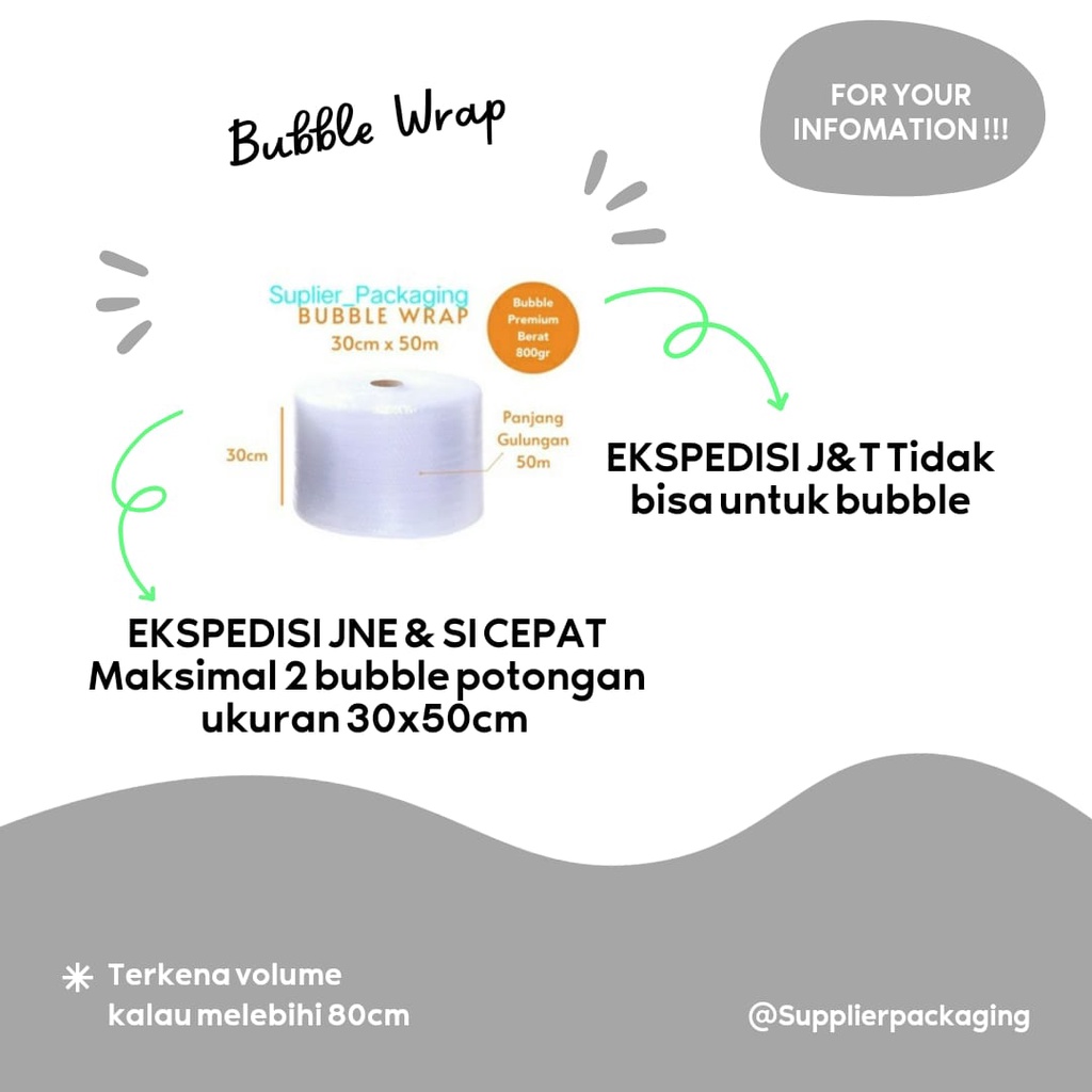 

Bubble Wrap Bening/Hitam 30 cm x 50 meter