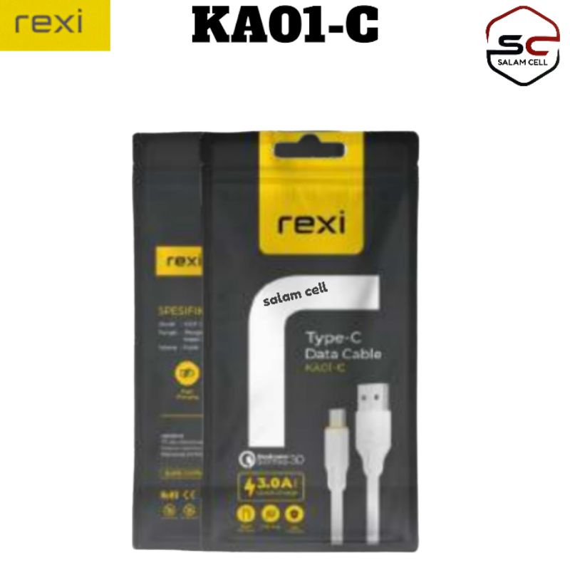 Kabel Data Type-C Rexi KA01C Quick Charger 2.4A Original Garansi Resmi