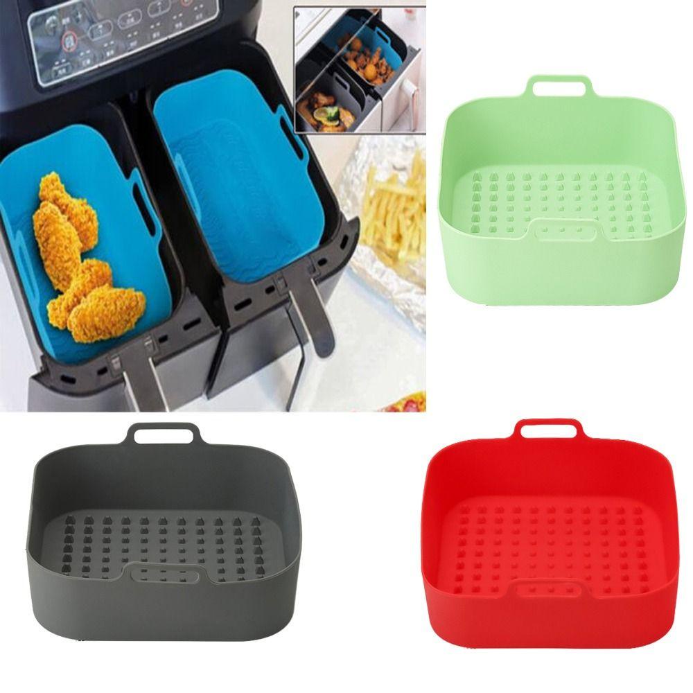 R-FLOWER Panci Silikon Persegi Microwavable BBQ Alat Masak Pizza Piring Pengganti Liners AirFryer Aksesoris Baking Basket