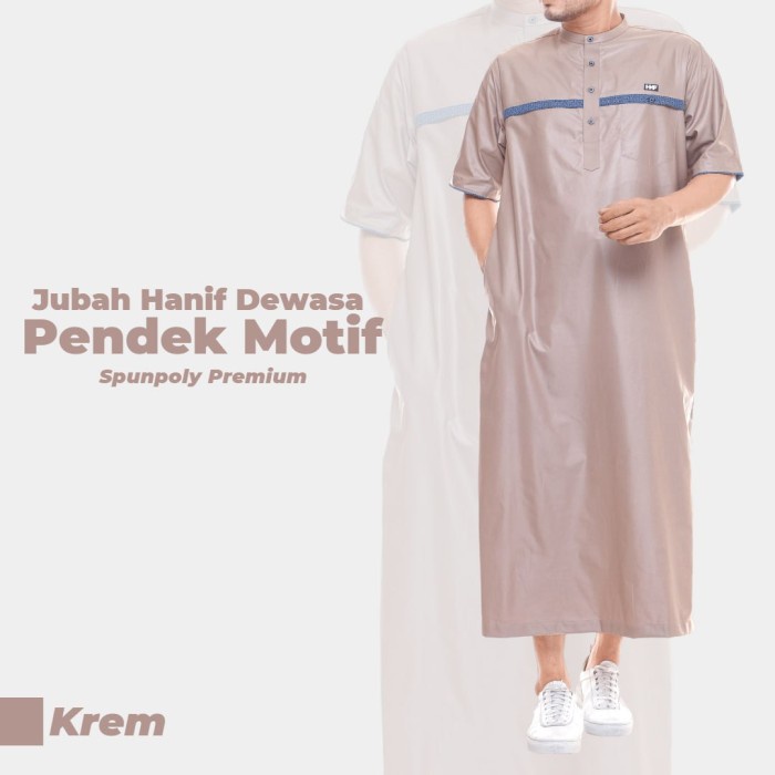 Jubah Haramain Pakistan Gamis Muslim Pria Lengan Pendek Original Model Hanif Motif