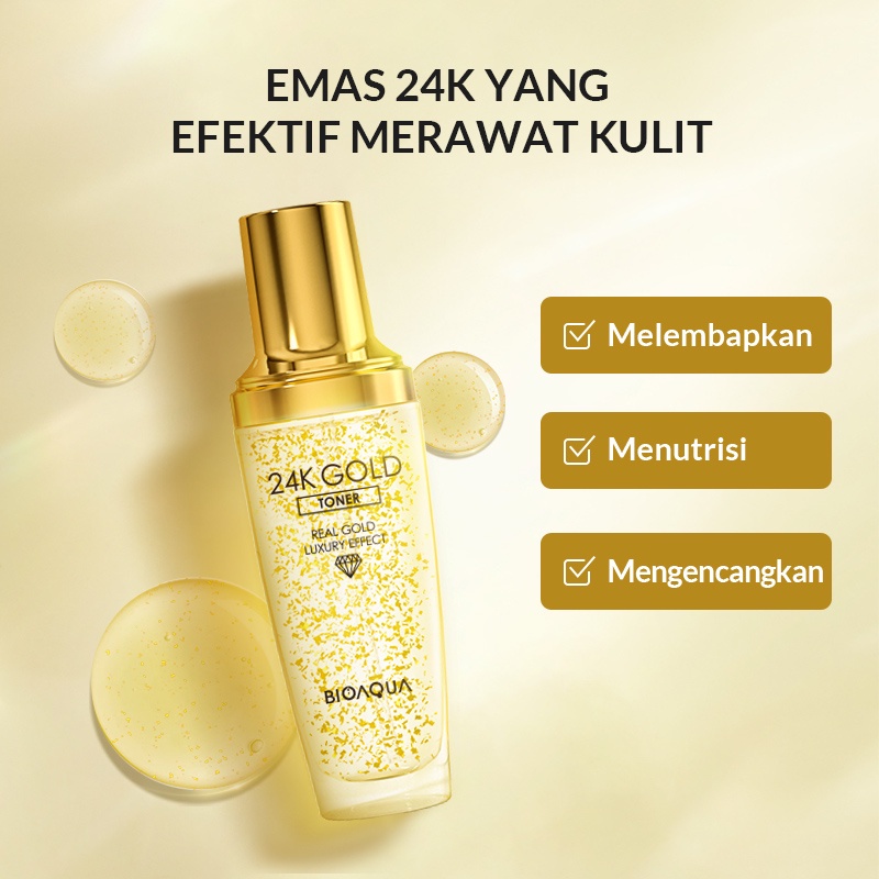 [BPOM][100% ORIGINAL]Bioaqua 24k Gold Skin Care 50ml Q21A0137/Whitening Brightening Glowing /Anti-Aging/ Antioxidant Serum Wajah 50ml ALAL