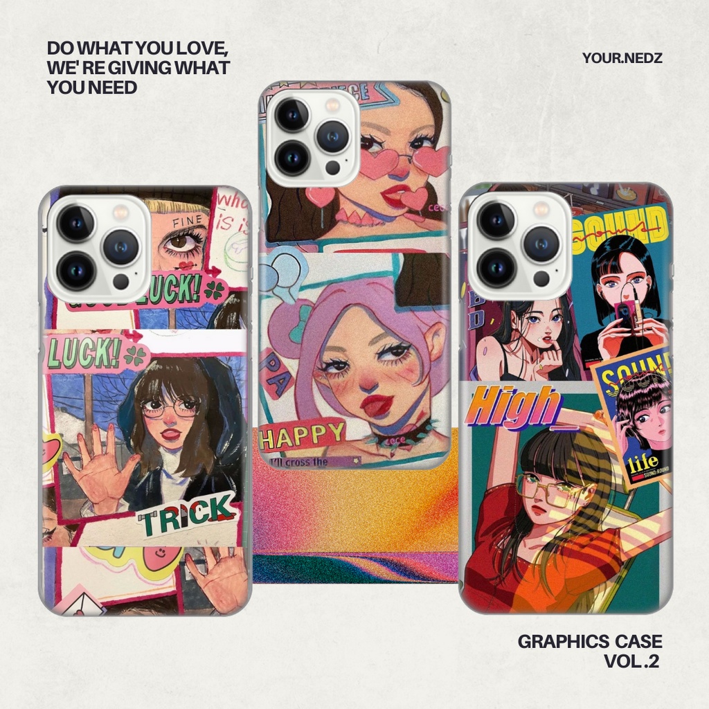 Graphics Girl Case Iphone Android Aesthetic Vintage