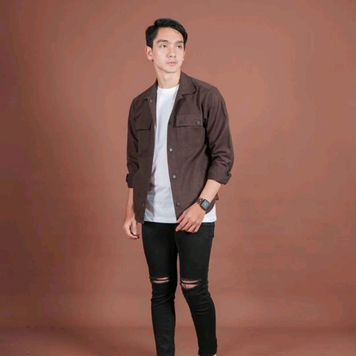 jaket pria Jaket Semi Parka || Trucker Jacket || Jaket Pria Cowok Terbaru | M-XXL(D4D8) Bisa COD Ant