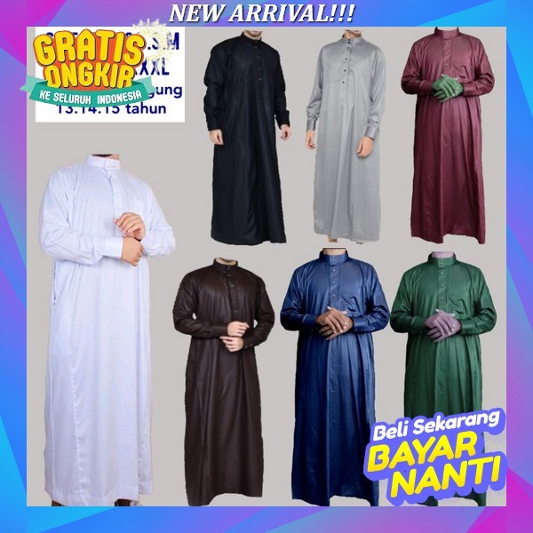 Jubah Gamis Pria Thobe Salman Murah Kombinasi Terlaris Putih Arab Haramain Cod Terbaru Gamis Pria Ba