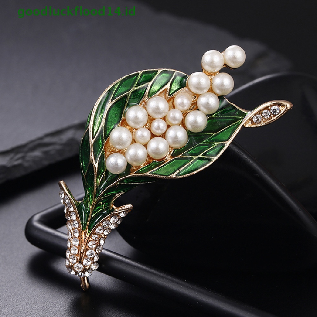 [GOOGFOUR] Enamel Tanaman Bunga Mutiara Kerah Lapel Bros Pin Hadiah Perhiasan Buket Pengantin [TOP]