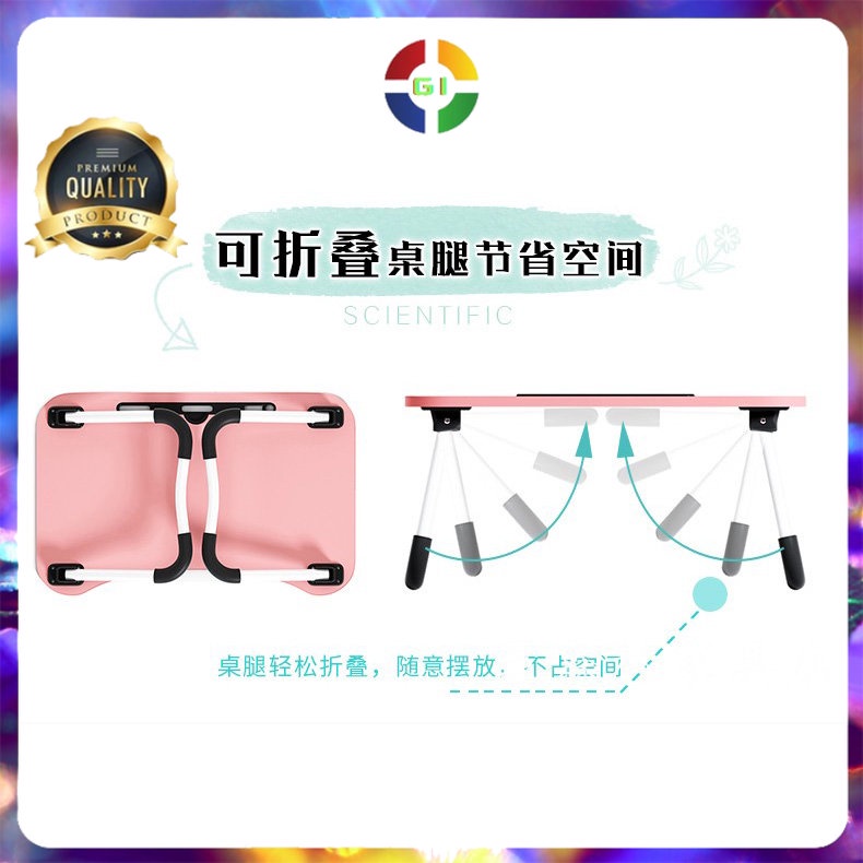 Meja Laptop Lipat Foldable Notebook Desk Table Brown