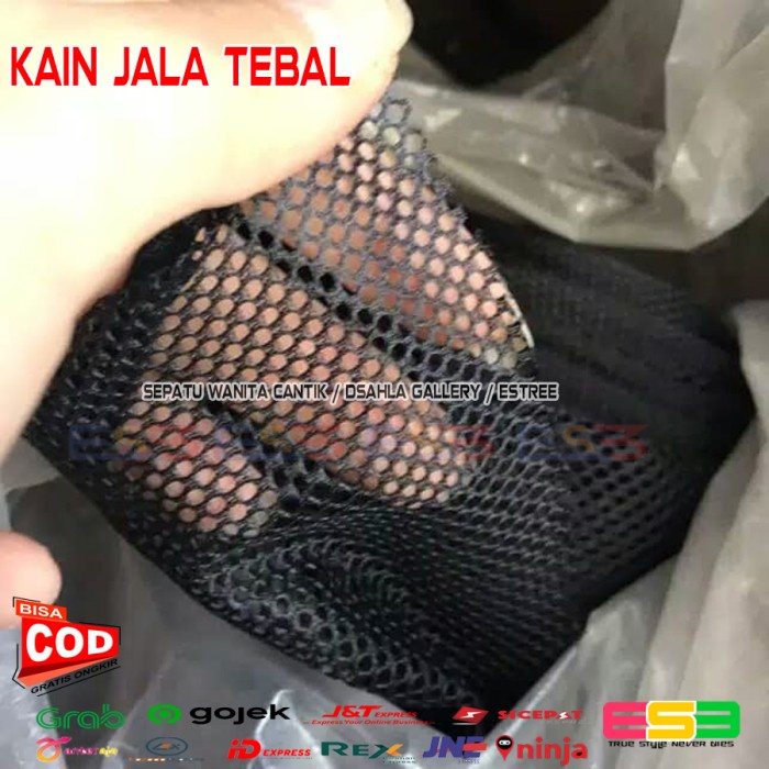 Kain Bahan Jala Tebal Kaku Kain Jaring Lapisan 100 X 150 Cm Meteran Hitam