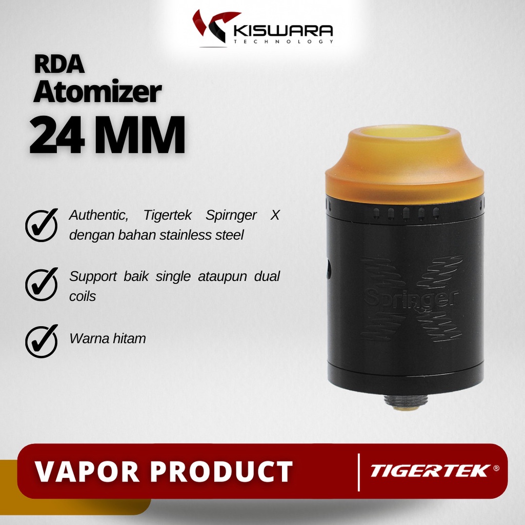 Tigertek Spirnger X 24 RDA Atomizer - BLACK [Authentic] KiswaraBandung