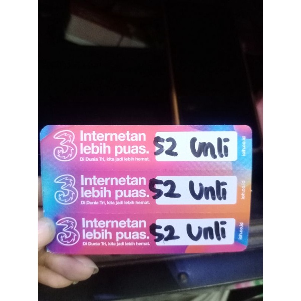 VOUCHER TRI 52GB UNLIMITED 30HARI NASIONAL MURAH