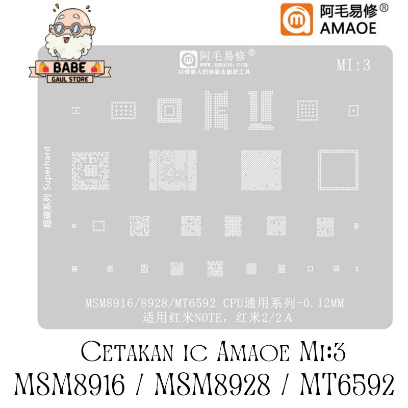 Plat Cetakan ic MSM8916 MSM8928 MT6592 Amaoe Mi3 Cpu Bga Original Mi:3