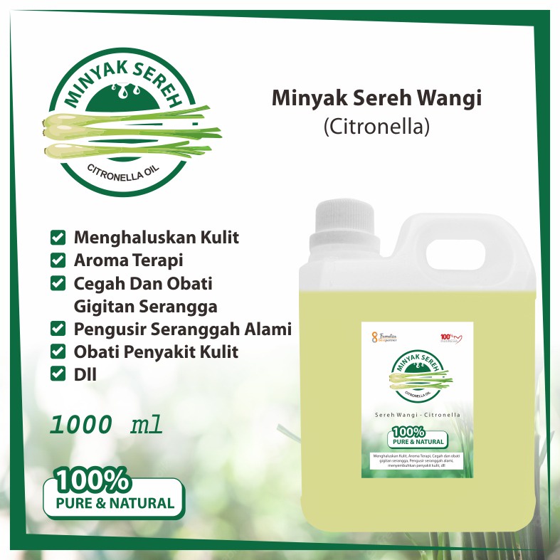 Minyak Sereh Wangi Murni Alami - Citronella Oil Kemasan 1 Liter Jerigen