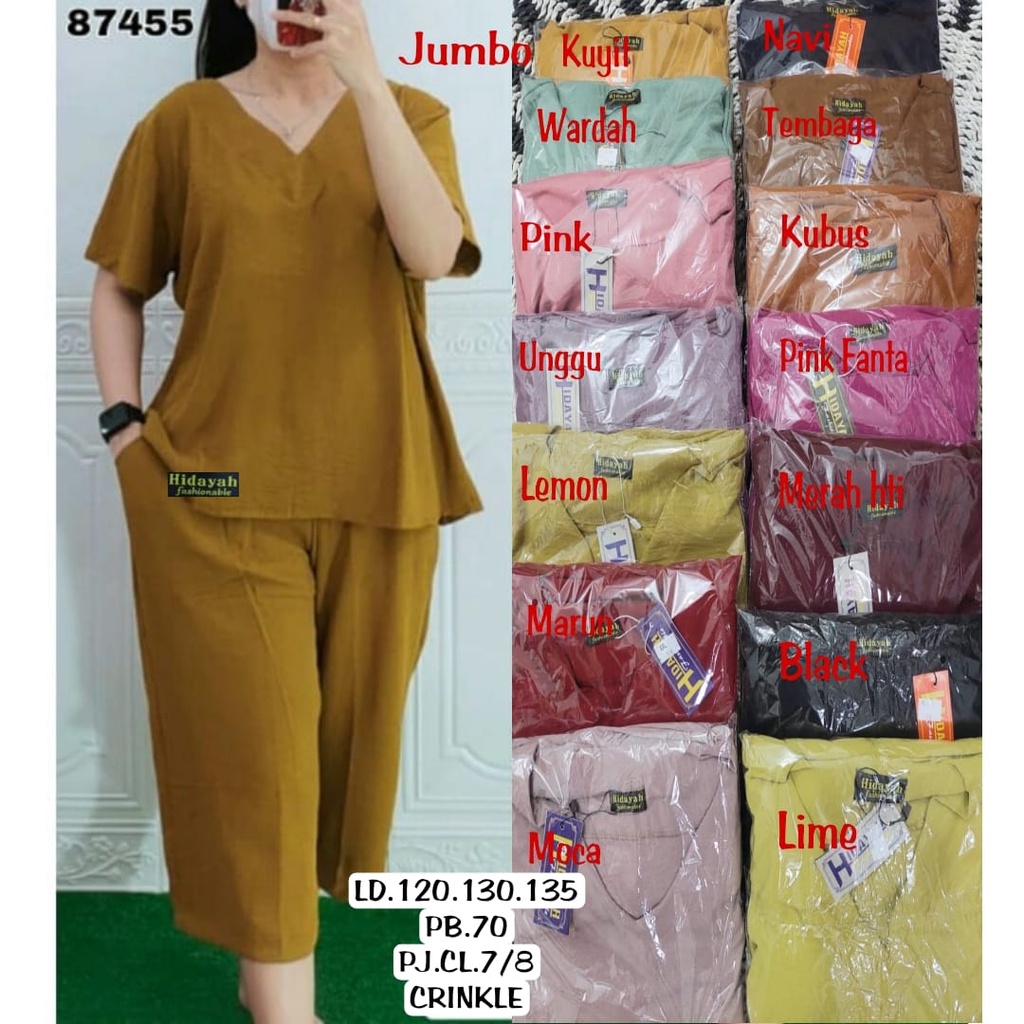 (COD) BAJU SETELAN WANITA PALING TREN  SET CRINKLE JUMBO LD. 110 120 130 140 baju setelan terbaru wa
