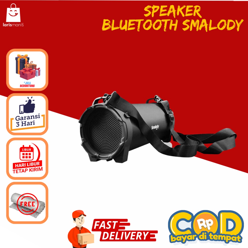 Speaker Spiker Bluetooth Portable Smalody Outdoor Boombox with Strap Full Bass TF Card Slot + USB Port Speaker Bluetooth Bass Speaker Bluetooth Karaoke Speaker Untuk Nyanyi Spiker Bluetooth Super Bass Spiker Aktif