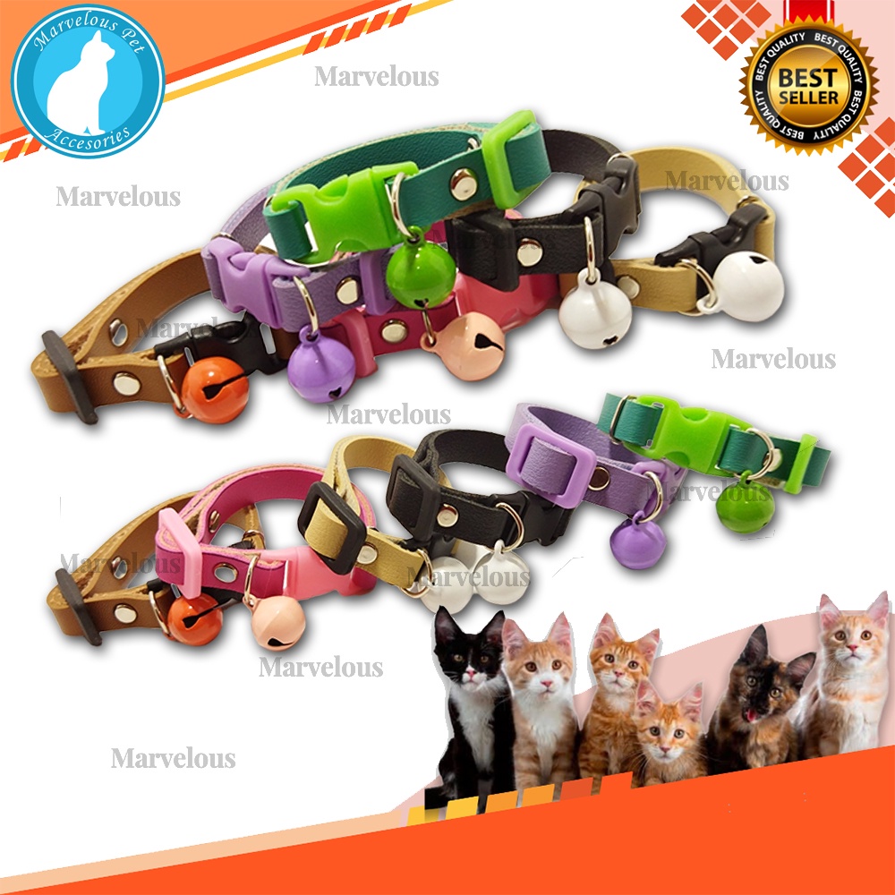 Kalung Kucing Kitten Lucu Bahan Kulit Sintetis Lonceng 14 mm Doff / Aksesoris Kucing Murah / Kalung Kucing Murah