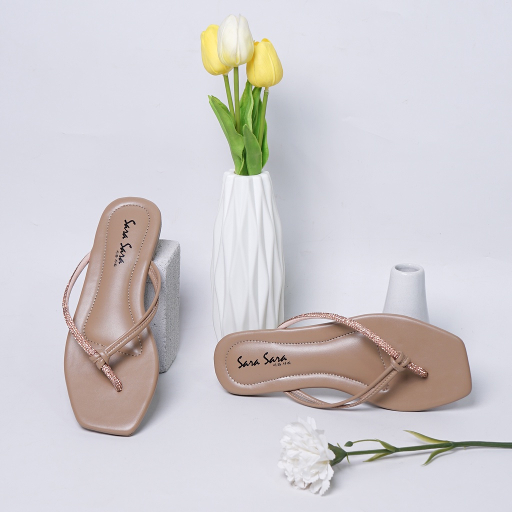 Sara Sara ANGEL Sandal Jepit Wanita sandal teplek empuk sandal flat terbaru