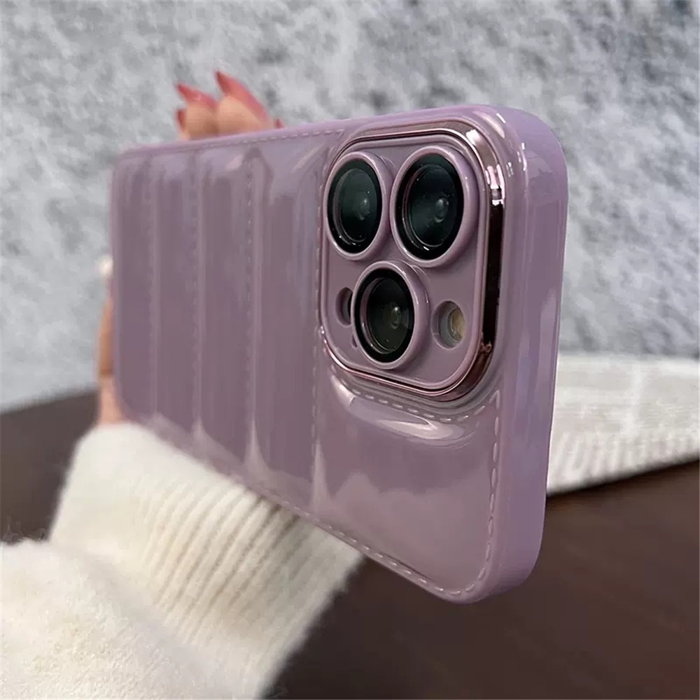 IPHONE Jaket Down Mewah Pelindung Kamera Casing Ponsel Untuk Iphone14 13 12 11 Pro XS Max X XR 7 8 Plus Puffer Case Silicon Lembut Shockproof Cover Casing