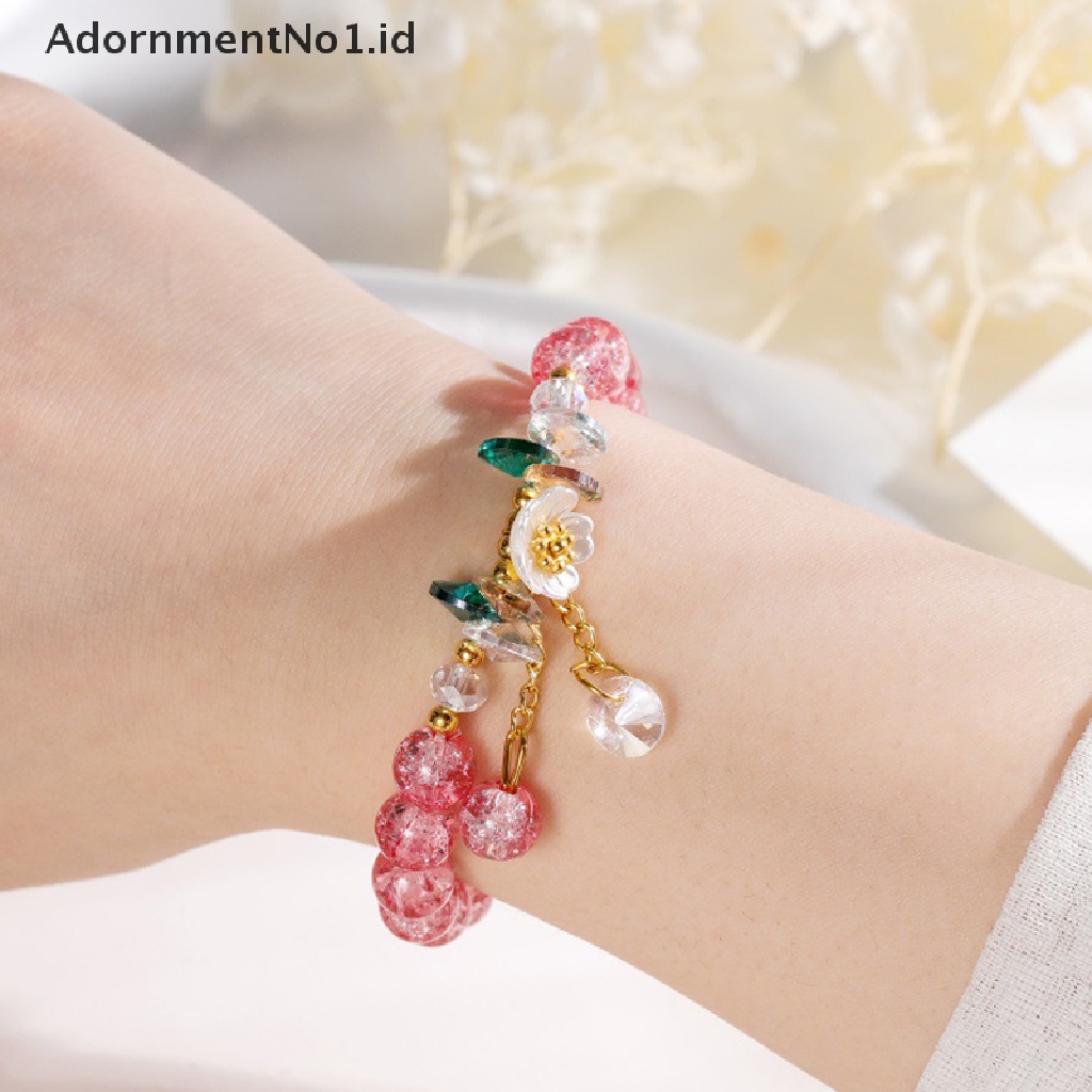 [AdornmentNo1] Gelang Bohemian Manik-Manik Kristal Warna-Warni Gelang Handmade Tali Elastis Wanita Perhiasan [ID]