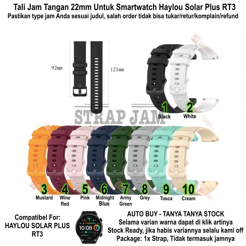 OYE Tali Jam Tangan Haylou Solar Plus RT3 - Strap 22mm Lentur Nyaman Flexible