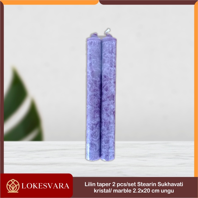 Lilin Batangan Sukhavati Taper Stearin Marble Kristal Silinder 2pcs/pack 2.2x20 cm