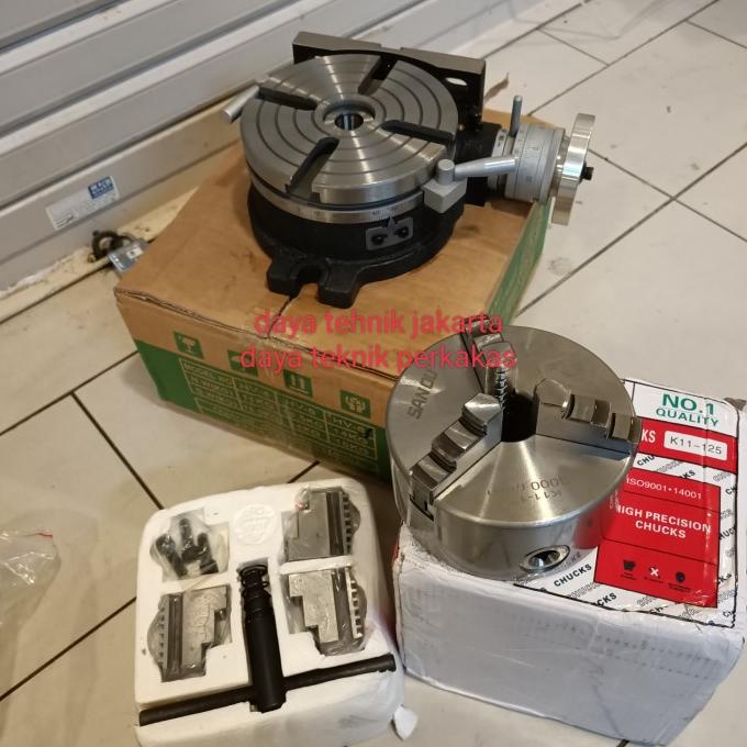 

rotary table 6" + claw 5" sanou / rotary table set clau sanou 125mm
