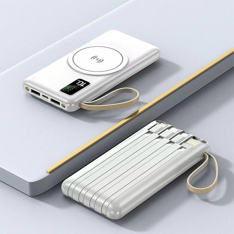 V16 Powerbank Vimet Wireless 10000mAh Build in 4 Cable + Lampu LED