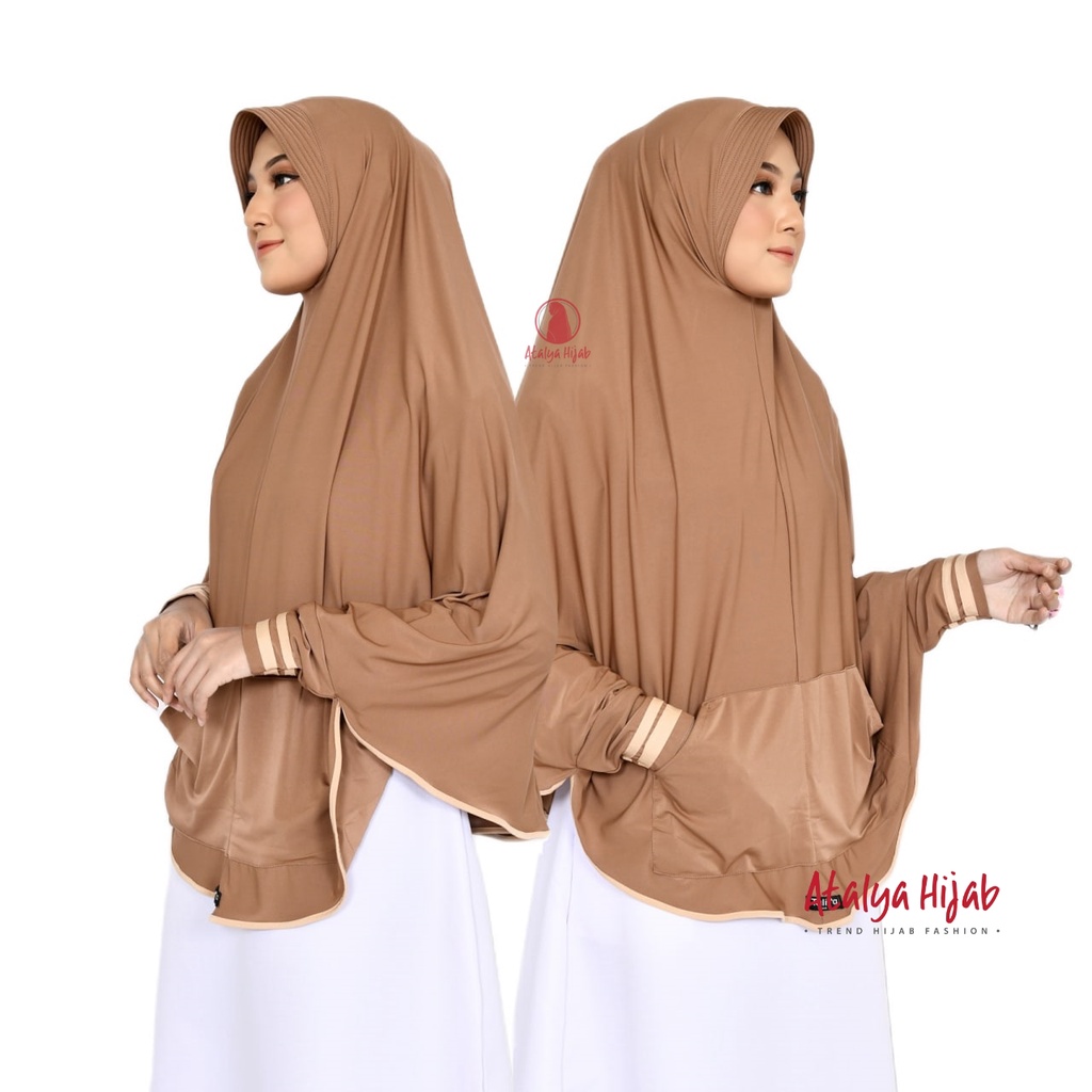 Hijab Jumbo Tangan Saku List Kerudung Lengan Panjang Aisyah