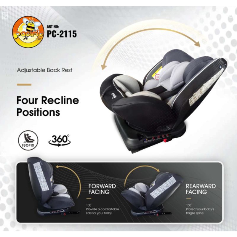Pacific car seat rotate 360 grup 0+1+2+3 PC-2115 sampe 36 kg tempat duduk mobil anak