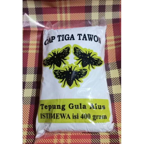 

Tepung Gula Alus 400gram | gula alus cap tiga tawon | Gula alus 400gram