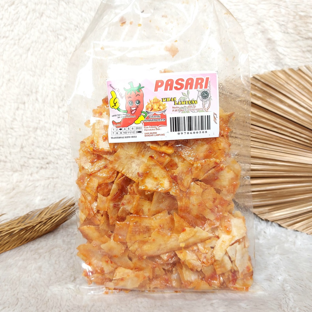 

Keripik Singkong Pedas Sanjai Pasari Special Caculs Snack Makanan Ringan 400 Gram