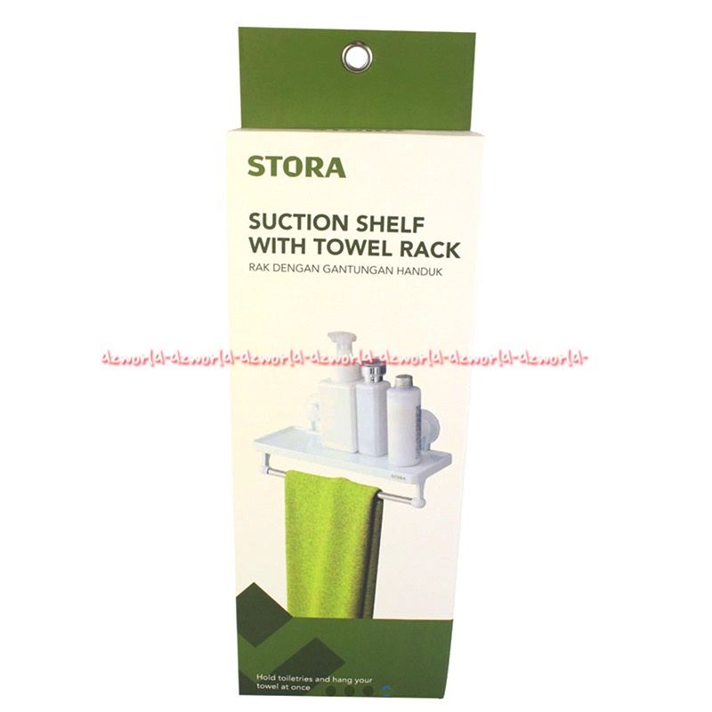 Stora Suction Shelf With Towel Rack Rak Sabun Mandi Cair Shampoo Dengan Gantungan Handuk Model Klep Tanpa Paku Baut Towelrack Plastic