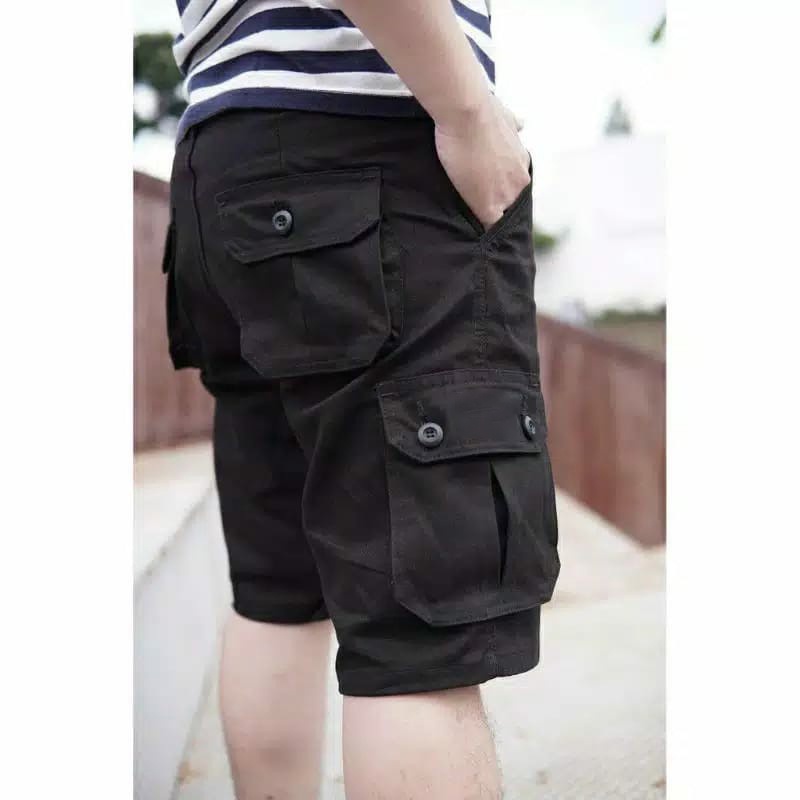 Celana Pendek Kargo Hitam Ukuran 27 - 38 / Pdl / Gunung / Short Cargo Black