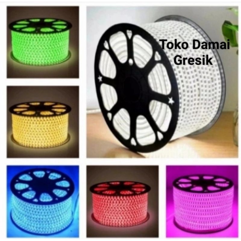 Lampu Hias Selang Led Strip  5050 / 3014 AC 220 Volt Meteran - Warna WarmWhite