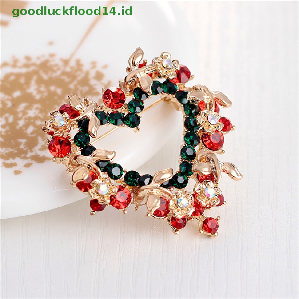 [GOOGFOUR] Fashion Unisex Hati Garland Berlian Imitasi Snowman Natal Bros Pin Hadiah Xmas [TOP]