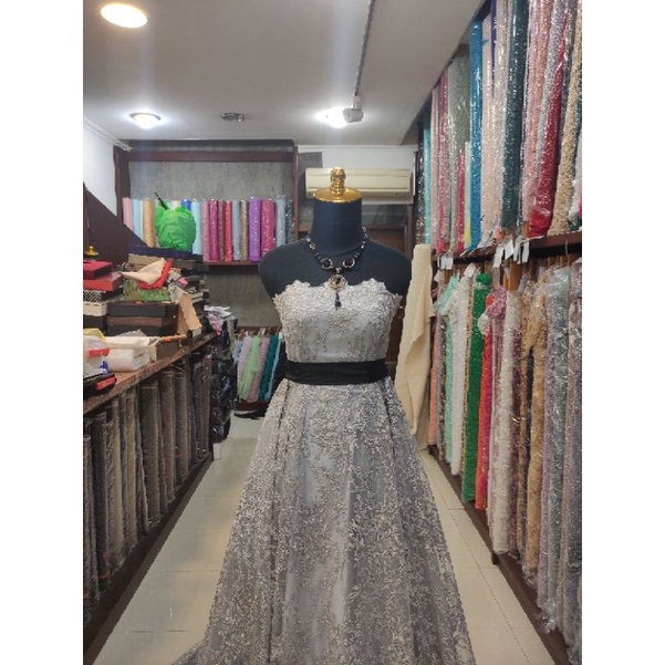 Kain Tile Brokat Akar Salur AP552219-1 Abu-abu