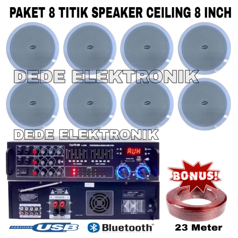 Paket Speaker Ceiling 8 inch Speaker Plafon (8 Titik)
