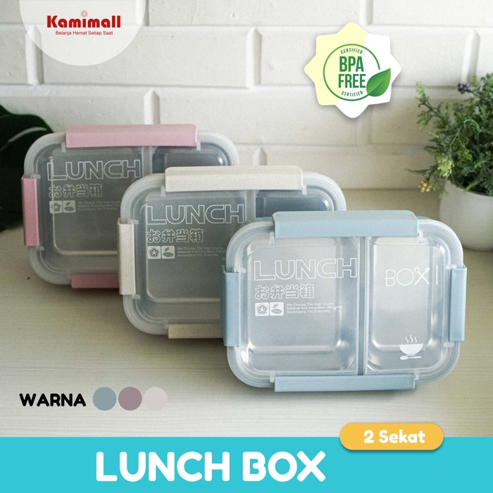 Lunch Box Lunch Box 2 Sekat Stainless Steel Jerami Gandum