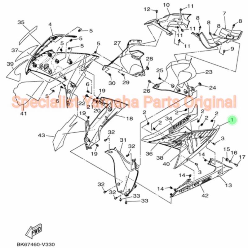 Cover Panel 1 Sayap Fairing Kiri R15 V3