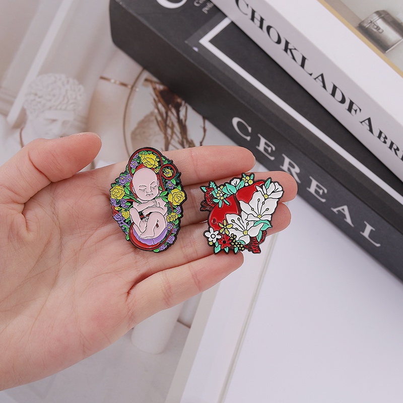 Organs Bunga Gigi Enamel Pin Rahim Otak Lung Vertebra Kerah Lencana Punk Gothic Hias Bros Jewerly Pin Untuk Pakaian Topi