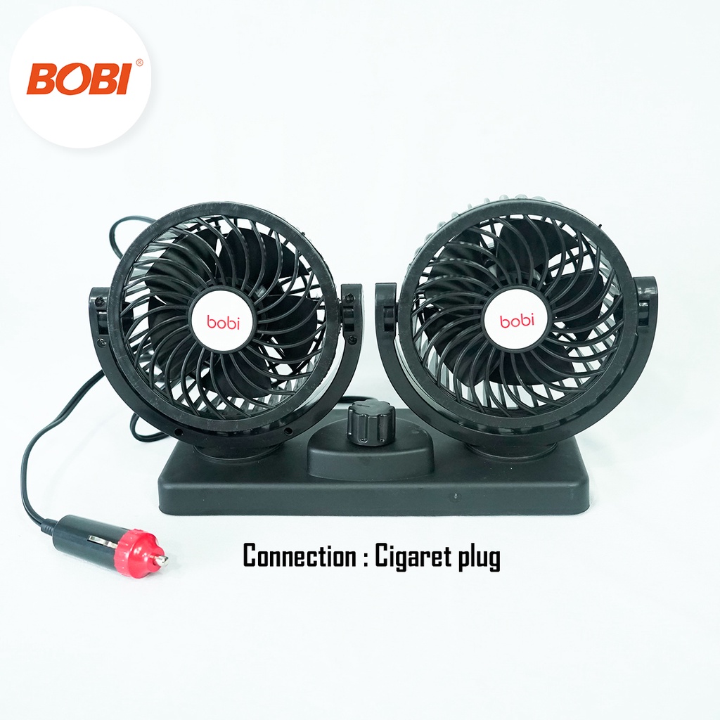 Kipas Angin Mobil Double  Merk Bobi - Headed Fan Aksesoris Mobil Interior - KipasAngin Mobil Termurah