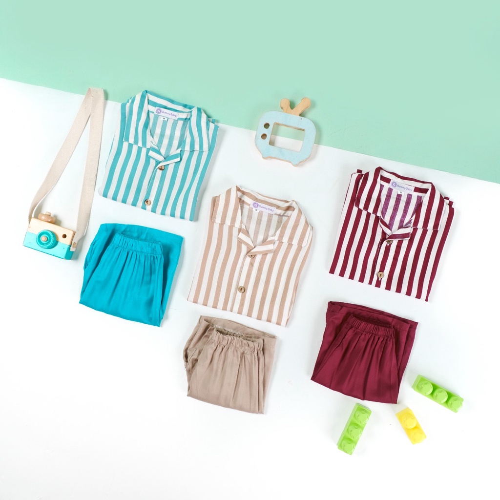 Fairy Baby Summer Stripe Set | Setelan Salur Anak Laki-Laki 1-4 Tahun