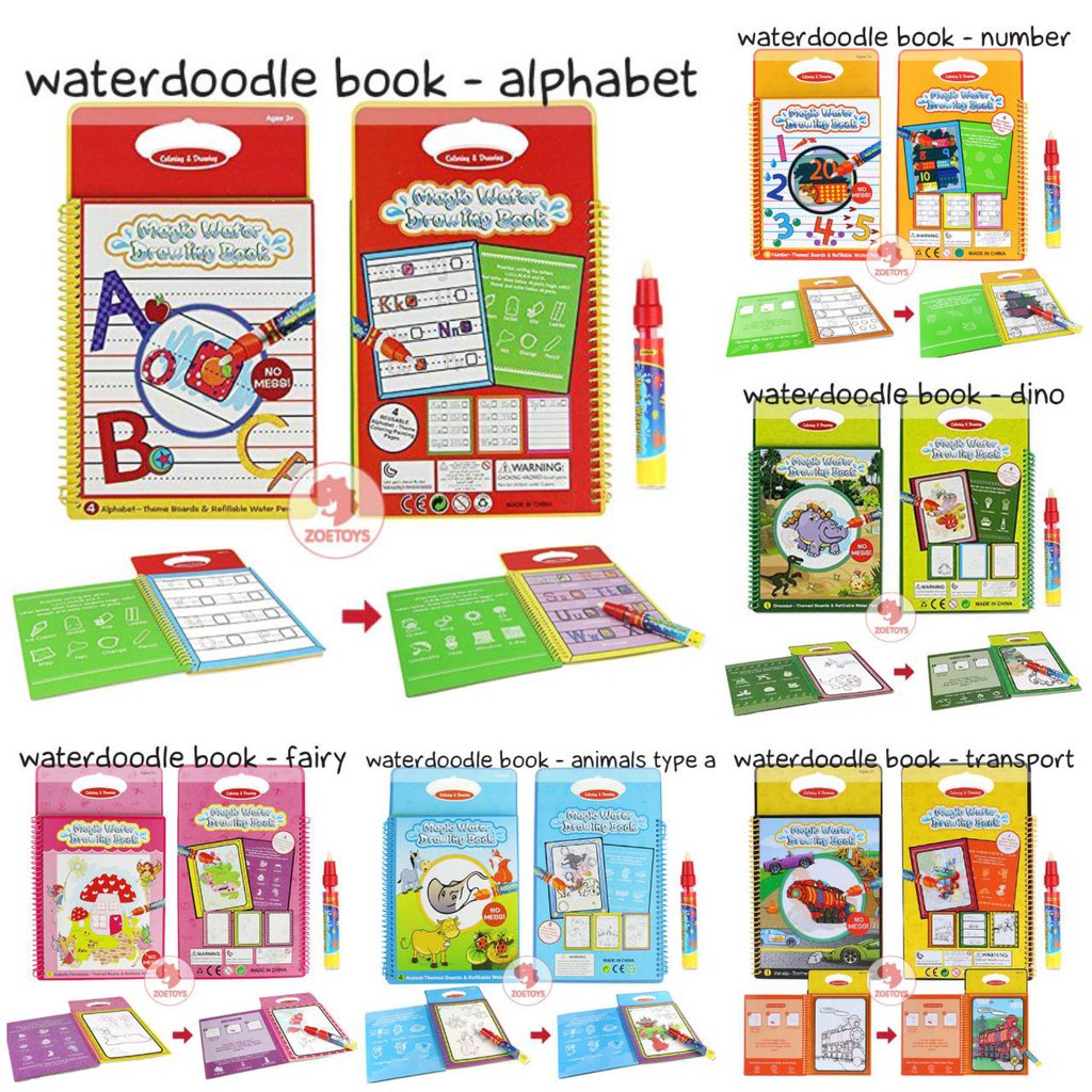 Magic Water Book / Magic Water Coloring Book Alpahabet Numbers Animal Ocean Farm Animal Wild Animal