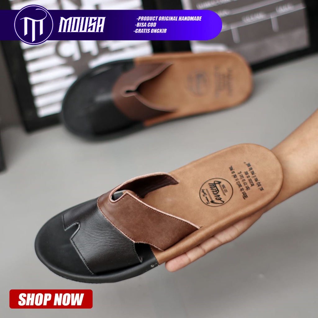 Sandal Slide Kulit Asli Santai Nyaman Pria Original Mousa Ceci