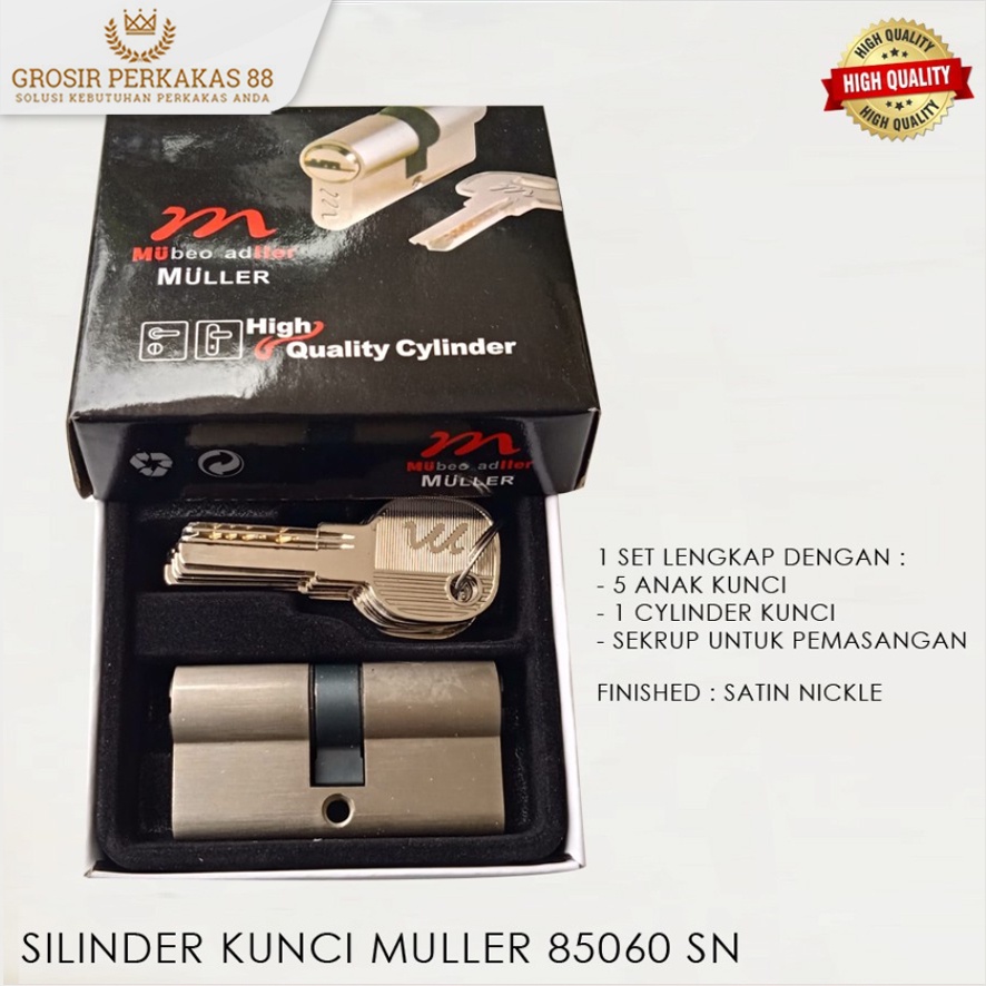 Muller Silinder Kunci Pintu Besar Rumah Cylinder Black Series | Anak Kunci 85060 Putih Muller