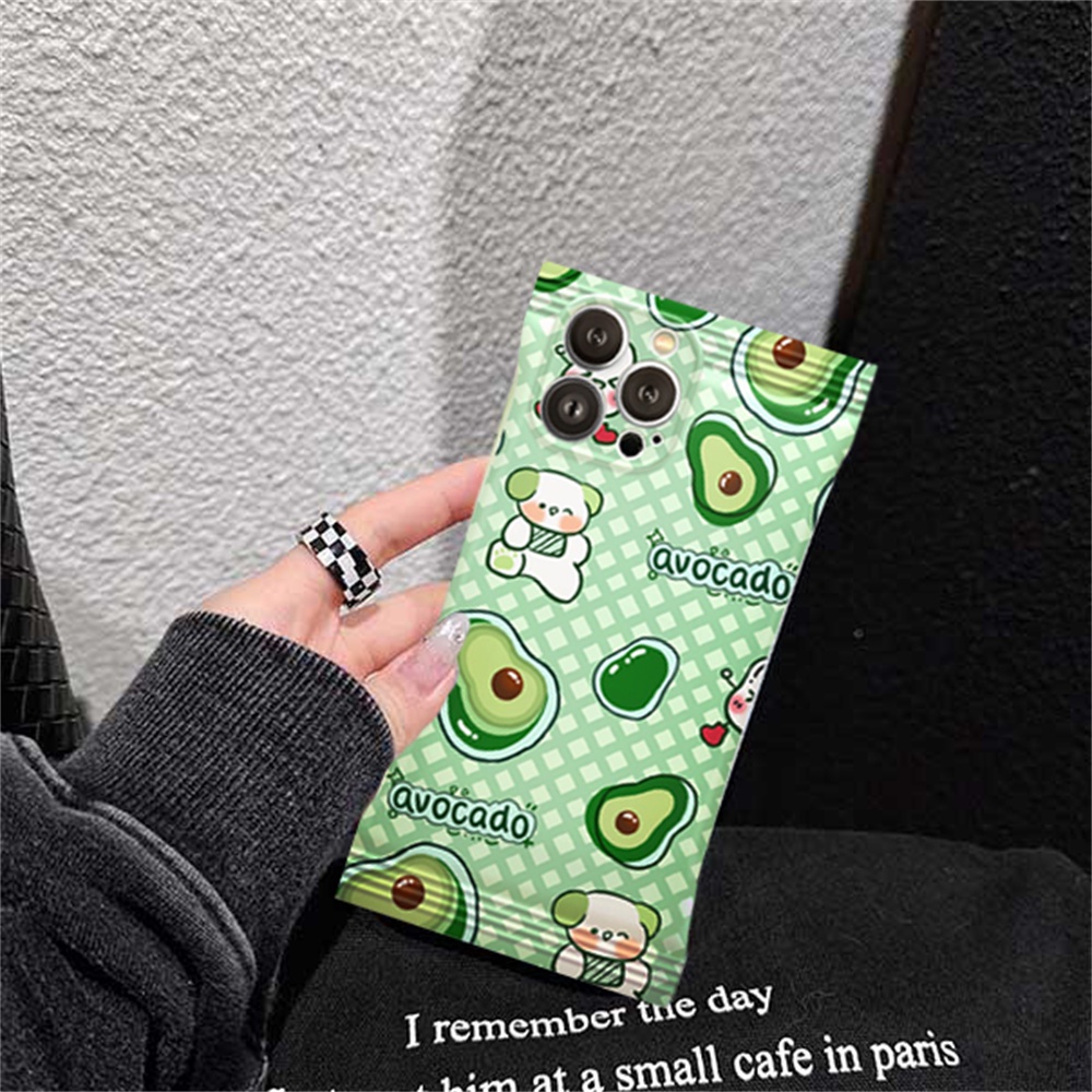 IPHONE Blueberry Girl Case Kompatibel Untuk Iphone14 14Pro 11 13 12 Pro MAX iPhone7 8plus 6s Plus XR 14Plus XS MAX Alpukat Kartun Beruang TPU Soft Phone Cover