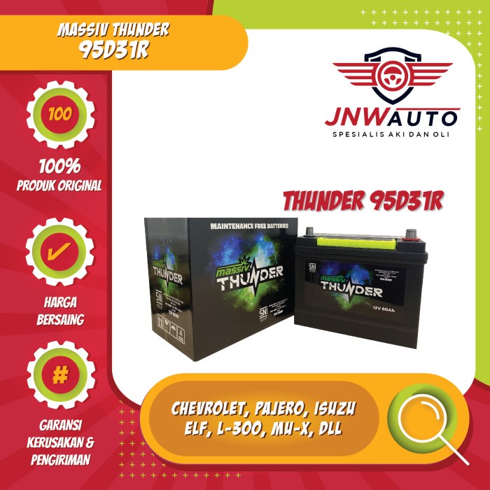 Aki Massiv Thunder 105D31R / NX120-7 untuk L-200, Strada, Delica, Kuda