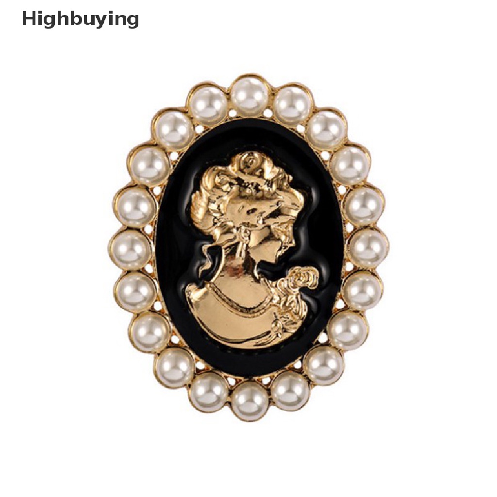 Hbid 1pc Vintage Emas Kecantikan Kepala Mutiara Bros Alloy Drip Minyak Plag Lapel Pin Glory