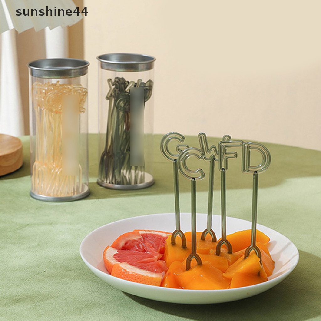 Sunshine 26Pcs Huruf Garpu Buah Kartun Makanan Ringan Kue Dessert Makanan Fruit Picks With Box.