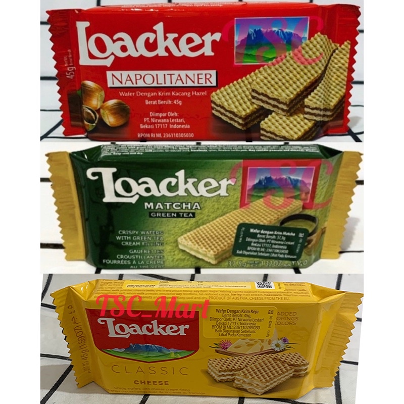 

Wafer / Loacker / Matcha / Green / Tea / 37.5 gram / Loacker / Napolitaner / Wafer / 45 gram / Classic / Cheese / Keju / wafer / dengan / krim / cream