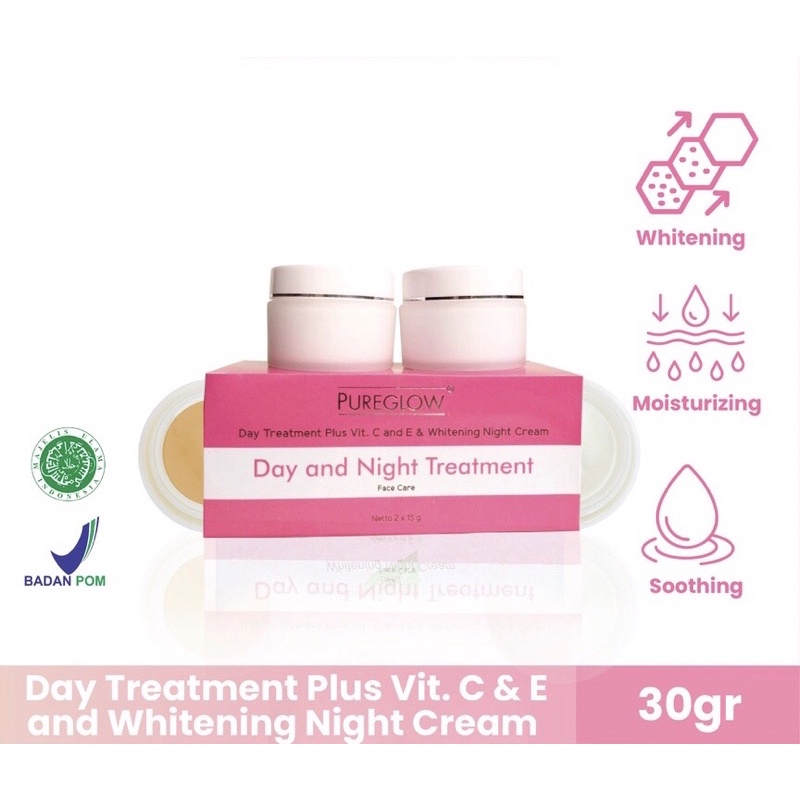 Pureglow Day Treatment Plus Vit. C & E and Whitening Night Cream / Pure Glow / Day and Night Treatme