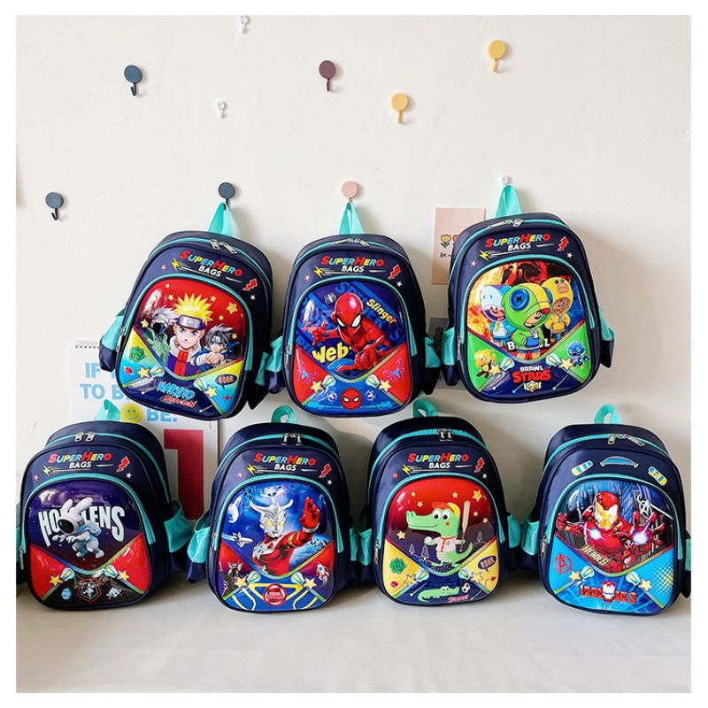 Tas Anak TK Paud TPA RA Raudhatul athfal Ransel punggung Taman Kanak-Kanak laki-laki superhero motif 3D usia dini Balita 1-6 tahun